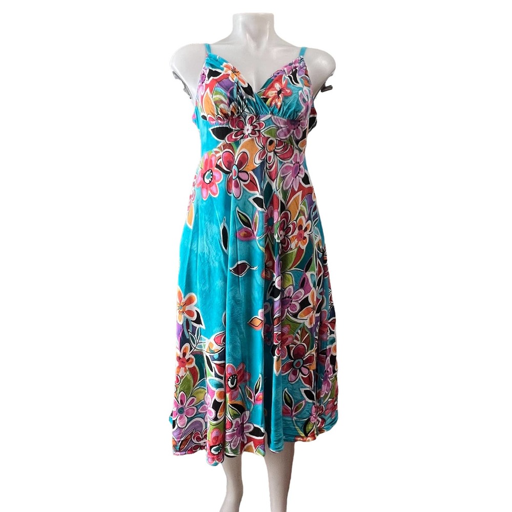Jams World Vintage Connie Fantasy Print Sundress MED Blue Tropical